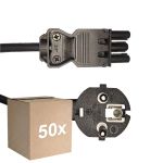 Flerpack 50x Noxion GST - Kompatibel Strömkabel Svart - Kvinnlig + Schuko Europlug - 2m - 3 pole 0.75mm2